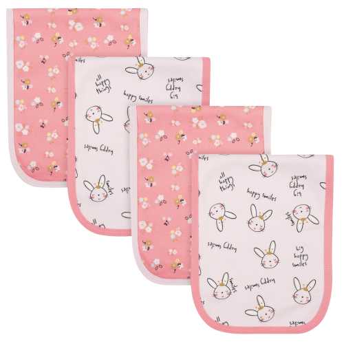 4-Pack Baby Girls Ballerina Terry Burp Cloths