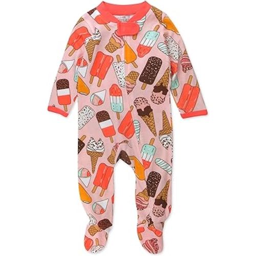 HonestBaby Baby Girls' Sleep and Play Footed Pajamas One-piece Sleeper Jumpsuit Zip-front Cotton Pjs
