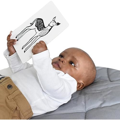 Wee Gallery Black and White Animal Art Cards for Babies, Durable High Contrast Vision Cards, Brain Development Educational Learning Tool for Newborn, Infant, Baby, Toddler - Baby Animals