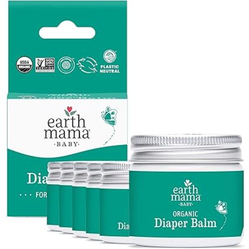 Earth Mama Organic Diaper Balm 2-Ounce | Diaper Cream for Baby | EWG Verified, Petroleum & Artificial Fragrance-Free with Calendula for Sensitive Skin (6-Pack)