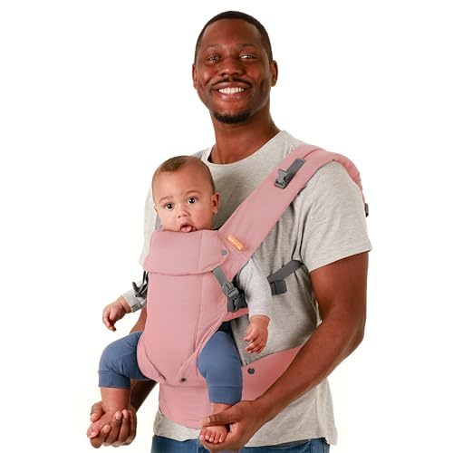 Beco Baby Gemini Newborn to Toddler Carrier - Front, Back and Hip Seat, Backpack & Front With Adjustable Seat, Ergonomic Holder 7-35lbs (Pink Linen)