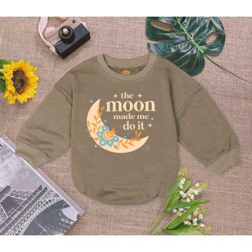 The Moon Made Me Do It Baby Romper Sweater, Boho Moon Baby Bodysuit, Celestial Baby Romper, Baby Shower Gift