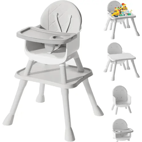 6 in 1 Baby High Chair, Convertible Highchair for Babies and Toddlers (Grey)
