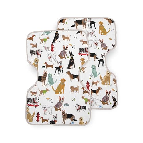 Little Unicorn Ultra-Absorbent Premium Burp Cloth 2 Pack | Soft on Baby's Skin | Larger Size | Ergonomic Design | Set of 2 (Woof)
