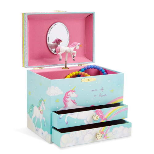 JewelKeeper Unicorn and Rainbow Musical Jewelry Box with 2 Pullout Drawers, The Unicorn Tune