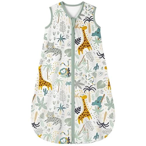 Yoofoss Baby Sleep Sack 6-12 Months 0.5 TOG Baby Wearable Blanket, 100% Cotton Infant Toddler Sleeping Sack 2-Way Zipper Lightweight Sleep Sack, Giraffe