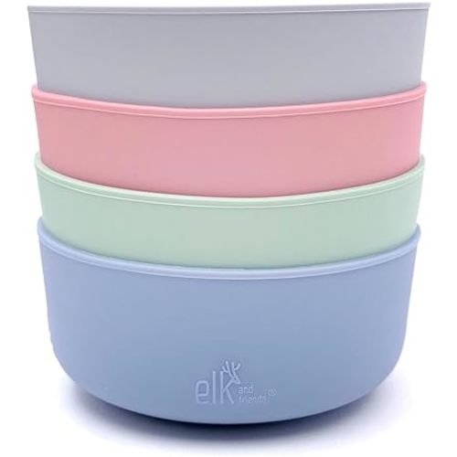 Elk and Friends Kids Porcelain Bowl Silicone Sleeves | Sleeves Only | Microwave & Dishwasher Safe | Non Slip