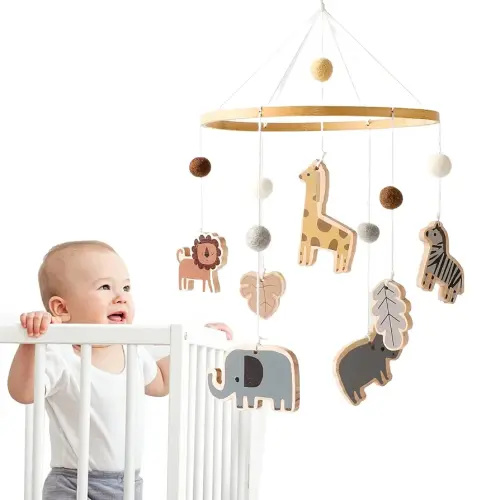 Baby Mobile for Crib - Jungle Animals Baby Mobile - Nursery Safari Mobile for Girl or Boy | Gender Neutral Handmade Mobile| Wild Animals Ceiling Mobile
