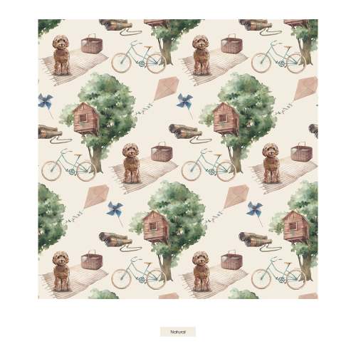 Print Footie with 2 Way Zipper in Natural Tree House