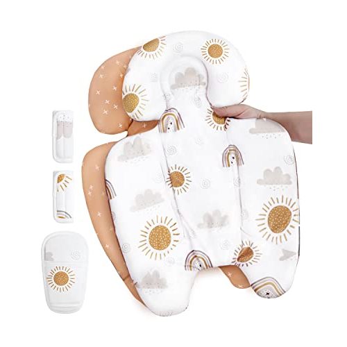 Mamatepe Infant Insert Compatible with 4moms Mamaroo RockaRoo & Graco DuetSoothe Swing, Reversible Newborn Insert Head & Body Support Cushion,Breathable Soft Fabric, Machine Washable, Rainbow, 1Pcs