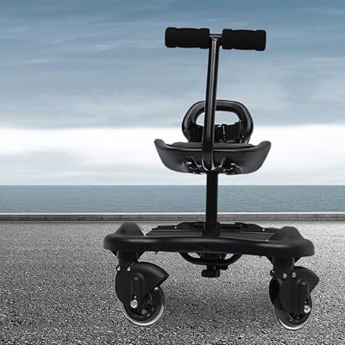 Universal Stroller Board, 55LBS Stroller Board with Detachable Seat, 2in1 Sit and Stand Stroller Glider Board for Most Strollers (Black)