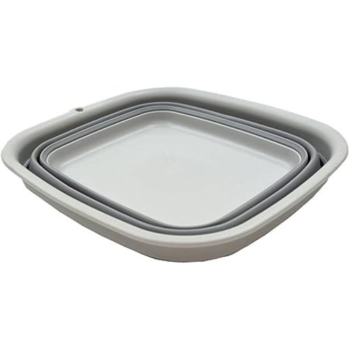 Gray Color: SAMMART 7.7L (2 Gallon) Collapsible Tub - Foldable Dish Tub - Portable Washing Basin - Space Saving Plastic Washtub (Grey, S) - Gray - Small