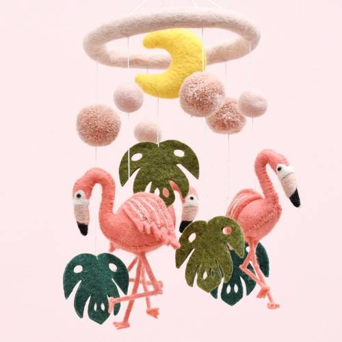 Felt baby Mobile, Flamingo Nursery Mobile, Felt Mobile, Felt Flamingo Décor, Hanging Felt Animals, Felt Baby Mobile, Aussie Mobile