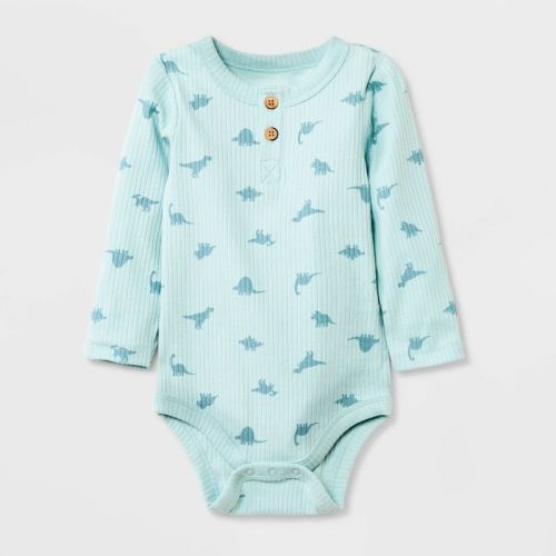 Baby Long Sleeve Henley Bodysuit - Cat & Jack™ Blue 0-3m