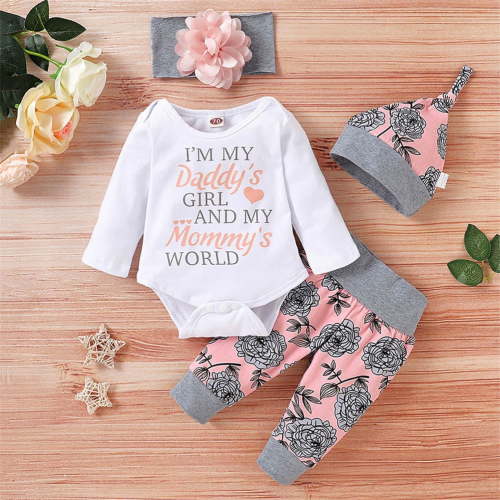 Adarl Infant Baby Girl Romper Pants Headband Hat Clothes Outfit Set 12-18 Months