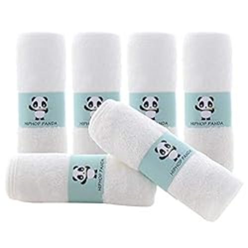 HIPHOP PANDA Baby Washcloths, Rayon Made from Bamboo - 2 Layer Soft Absorbent Newborn Bath Face Towel - Natural Baby Wipes for Delicate Skin - Baby Registry as Shower(6 Pack)