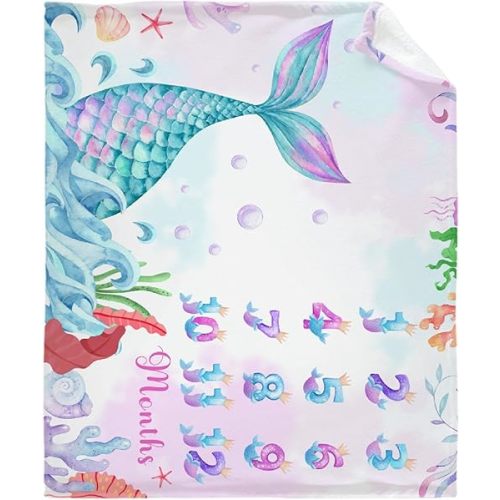 Mermaid Tail Baby Blanket Gifts Super Soft Swaddle Newborn Cozy Baby Receiving Blanket Stroller Throw Blanket for Crib 40x30 for Baby/Puppy