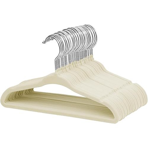 ManGotree Baby Velvet Clothes Hangers, Kids Toddler Children's Hangers for Clothes Space Saving Non-Slip (30 Pack, Beige)