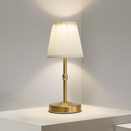 5w Led Cordless Lamps Rechargeable,3000mah Battery Operated Table Lamp,3000k 2 Level Dimmable Mini Lamp,No Wire Antique Brass Lamp,Cordless Lamps for Tables(Gold,H11.4)