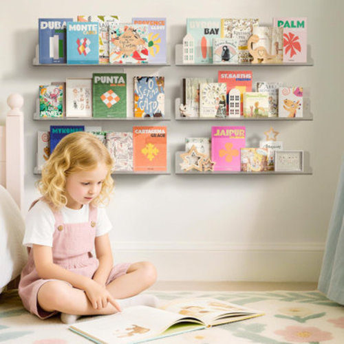 6 Pack Acrylic Shelves For Wall Storage, 15" X 4“ Floating Bookshelves For Kids, Display Shelf Organizer For Bathroom, Bedroom, Living Room, Kitchen, Room Decor, Clear | Wayfair