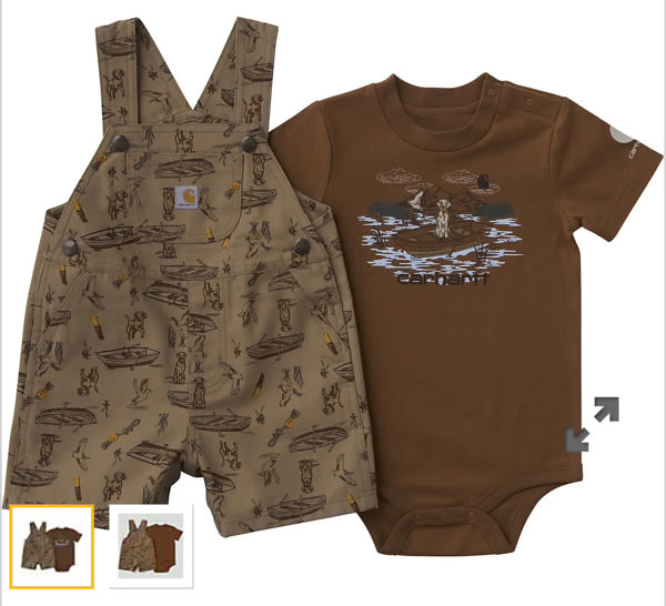 Boys' 2-Piece Short Sleeve Bodysuit & Canvas Printed Shortall Set (Baby) | T-Shirts Under $35 | Carhartt