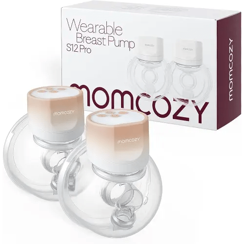 Momcozy Hands-Free Breast Pump S12 Pro, Wearable & Portable Pump with Soft DoubleFit Flange, 3 Modes | 9 Levels Double Electric Pump, Smart Display, 24mm, 2 Pack, Cozy Pink