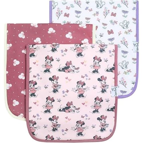 Baby Burp Cloth Large 21''x10'' Size Premium Absorbent Triple Layer 3-Pack Gift Set "Minnie Mouse" by Copper Pearl