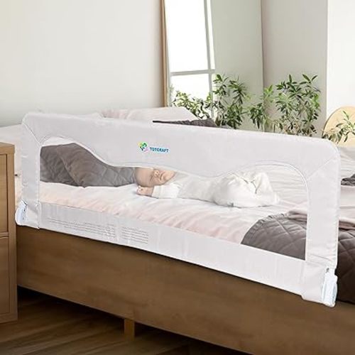 Bed Rail for Toddlers & Infants – Universal Toddler Bed Rails for Twin, Full Size, Queen &King Beds with Thick Mattresses & Recessed beds - White 59W*23.5H (Pack of 1)