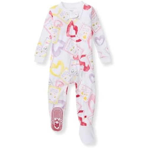 Burt's Bees Baby Girls' Snug Fit One-Piece Footed Non-Slip Sleeper Pajamas
