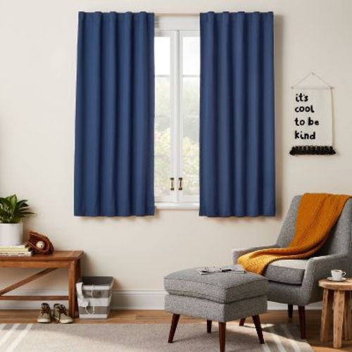63” Blackout Twill Solid Kids' Panel Navy - Pillowfort™: Noise Reduction, Uv Protection, Energy Efficient