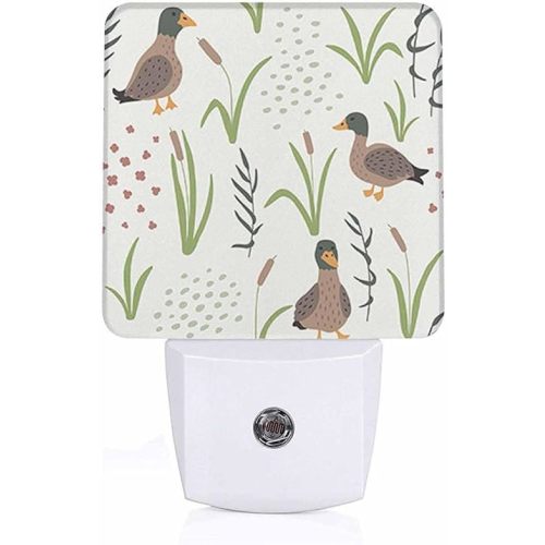 LED Night Light,Natural Grass Landscape Wild Duck LED Night Light Plug into Wall with Dusk to Dawn Light Sensor White Energy Efficient Nightlight for Bedroom Hallway Living Room Kitchen