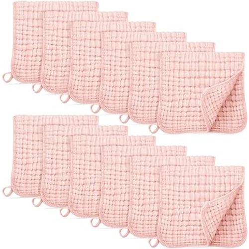 Muslin Burp Cloths Extra Soft and Absorbent 12 Pack - Gradient Pink