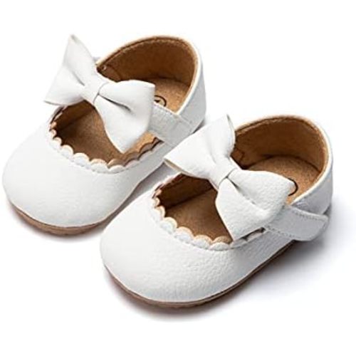 Baby Girls Soft Sole Shoes Infant Mary Jane Flats Bowknot Princess Wedding Dress Shoes Toddler Non-Slip Prewalker