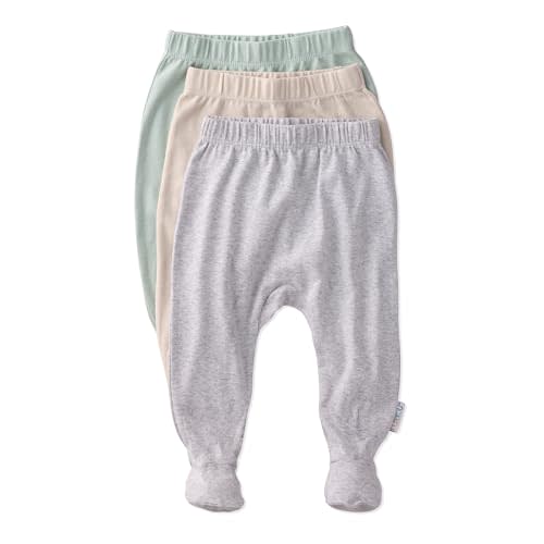 Butterblu Baby Fallon 3-Pack Footed Pants 100% Organic Cotton Bottoms for Baby Boys & Girls
