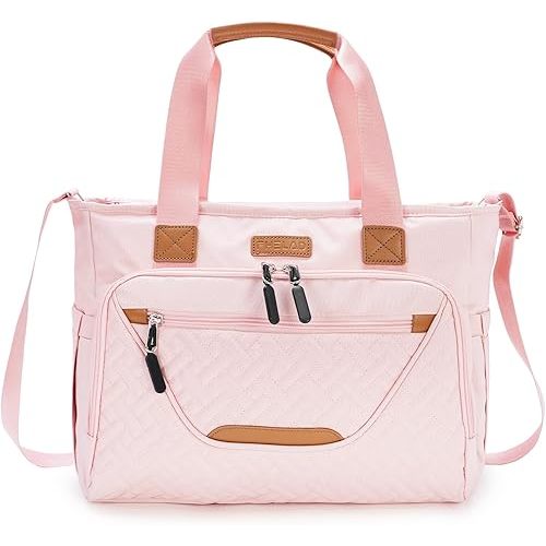 Diaper Bag Tote, Baby Travel Bag Multi-Compartment Pocket for Convenient Carrying of Diapers, Wet Wipe & Milk Bottles (Pink)