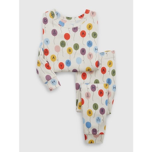 babyGap Organic Cotton Birthday PJ Set in ivory frost beige, size: 18-24 M