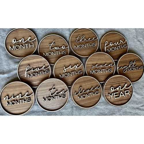 Baby 3D Milestone Signs | Set of 12 Photo Prop Signs | Monthly Picture Markers