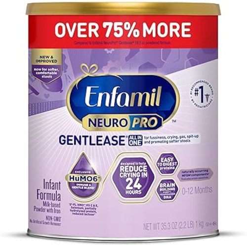 Enfamil NeuroPro Gentlease Baby Formula, Brain Building DHA, HuMO6 Immune Blend, Designed to Reduce Fussiness, Crying, Gas & Spit-up in 24 Hrs, Prebiotics to Promote Softer Stools, Baby Milk, 35.3 oz