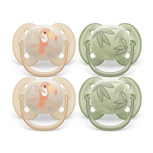 Philips Avent Ultra Soft Pacifier - 4 x Soft and Flexible Baby Pacifiers for Babies Aged 0-6 Months, BPA Free with Sterilizer Carry Case, SCF091/24 : Baby