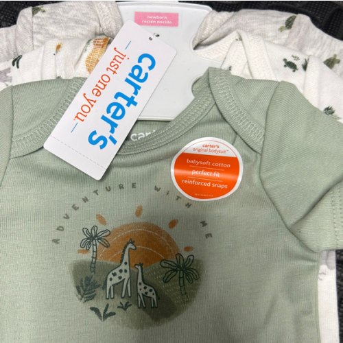 Carter's Just One You® Baby 3pk Bodysuit - Green/White - Animals