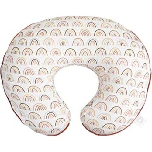Boppy Nursing Pillow Organic Original Support, Spice Rainbows, Ergonomic Nursing Essentials for Bottle and Breastfeeding, Firm Hypoallergenic Fiber Fill, with 100% Organic Cotton Nursing Pillow Cover