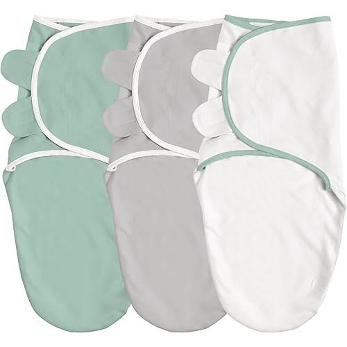 GLLQUEN BABY 3-Pack Baby Swaddle Sleep Sacks for Newborns 0-3 Months - Adjustable Infant Swaddle Blanket Wrap, Baby Essentials, Gray & Green Tone