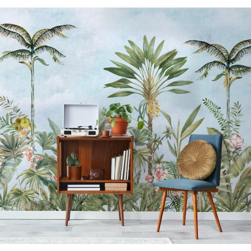 Chinoiserie Wallpaper Peel and Stick Watercolor Palm Tree - Etsy