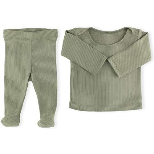 Dear Earth Baby Lightweight Unisex Ribbed Modal Footed Leggings 2-Piece Infant Set