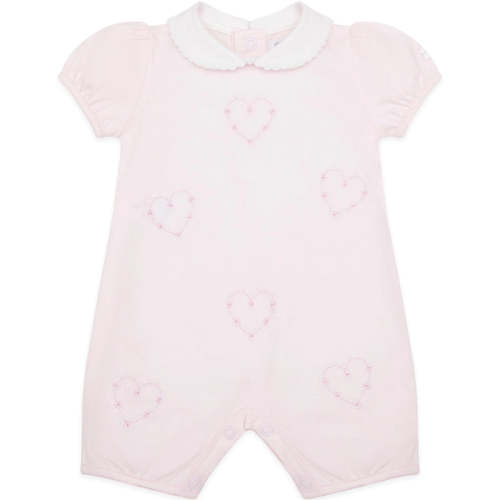 Jody Pink Girls Heart Embroidery Romper
