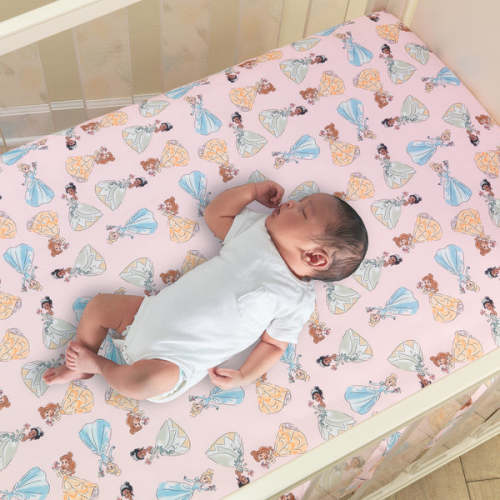 Disney Princesses Pink Fitted Crib Sheet - Belle/Tiana/Cinderella – Lambs & Ivy