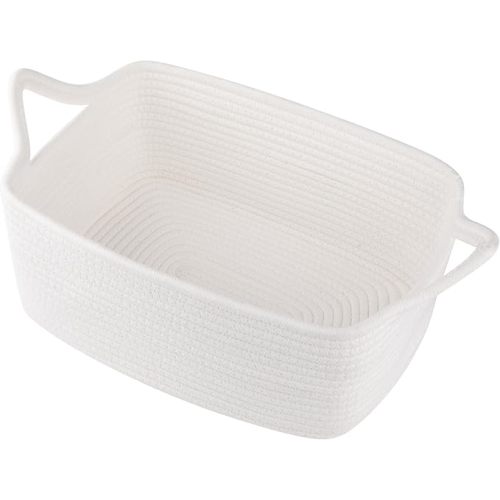 OIAHOMY Woven Basket, Gift Basket Empty with Gift Bags and Ribbons, Rope Baskets for Baby Showers, Storage Baskets with Handles for Nursery, Pet Toy Organizer - White