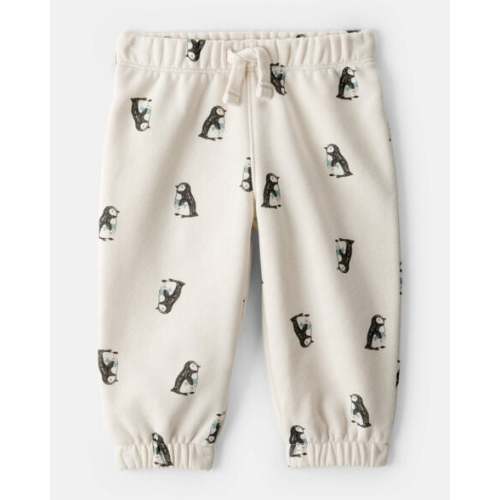 Baby Boy Penguin Print Fleece Pants - Cream - Carter's | Carter's