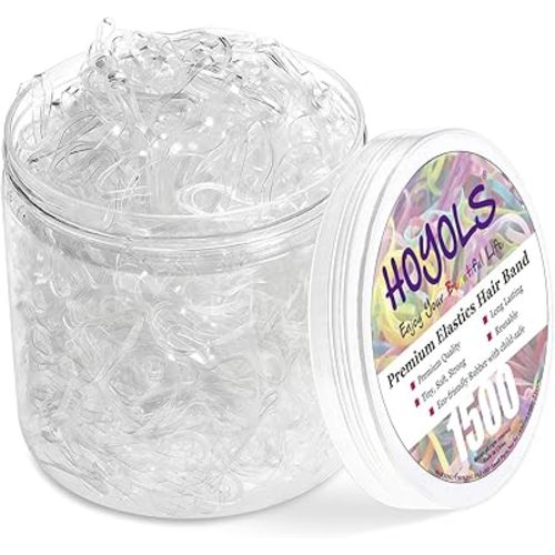 HOYOLS Clear Elastic Hair Rubber Bands, 1500pcs Mini Small Clear Ponytail Elastics Holders for Blond Kids Girls Hair No Crease Damage No Hurt 1 Inch TPU