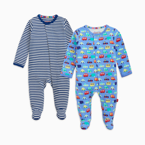 Magnetic Me Cloudstretch Magnetic Footie (2-Pack) - Blue Multi, 3-6 M